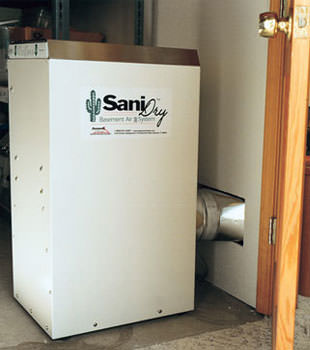 A Energy Efficient basement dehumidifier installed in a finished basement in Mccammon